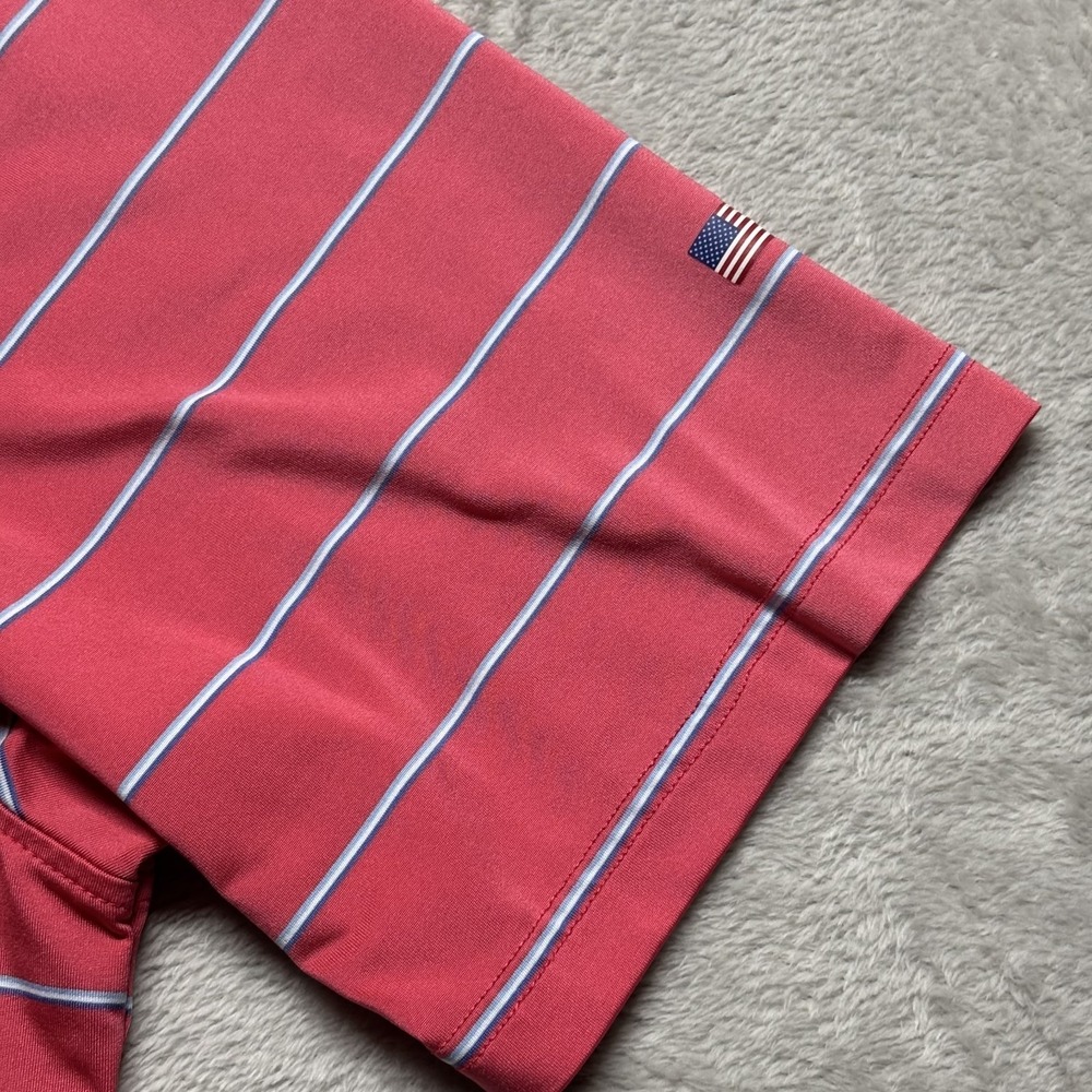 Fairway & Greene FG Tech Golf Polo Shirt Men's XL Bonita Bay Club Coral Striped - Picture 4 of 9